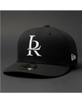 Black cap with white logo on a gray background