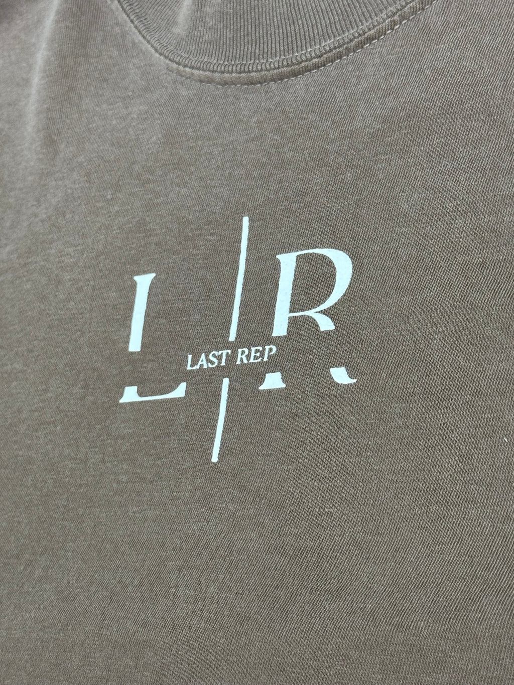 brown fabric with 'LR' logo on a gray background