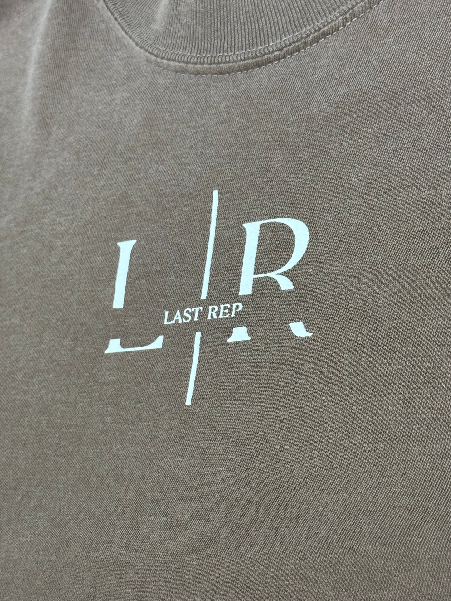 brown fabric with 'LR' logo on a gray background