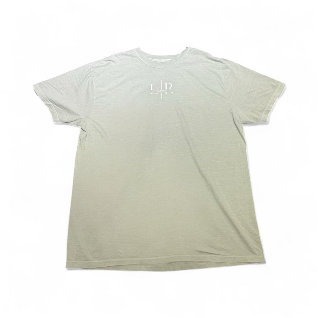 green t-shirt with a logo on the chest against a white background