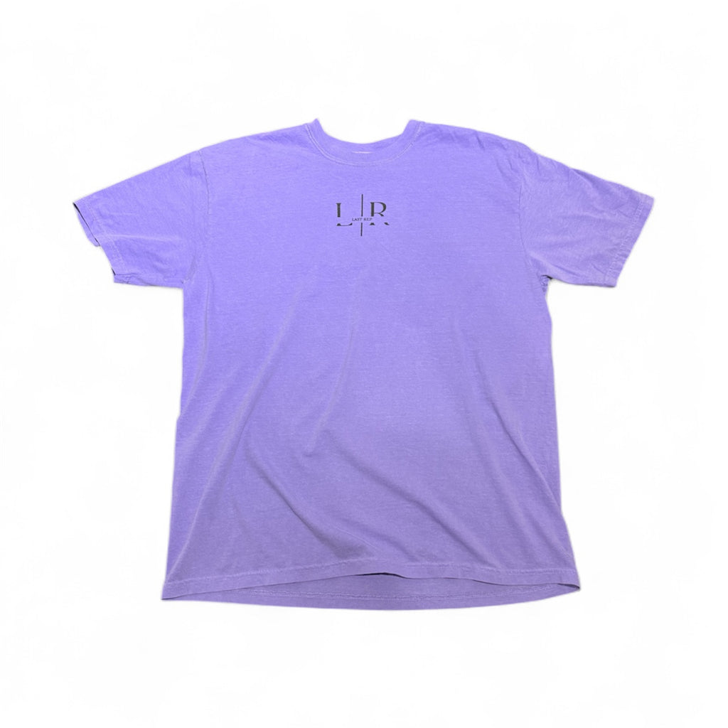 Purple t-shirt with a logo on a white background