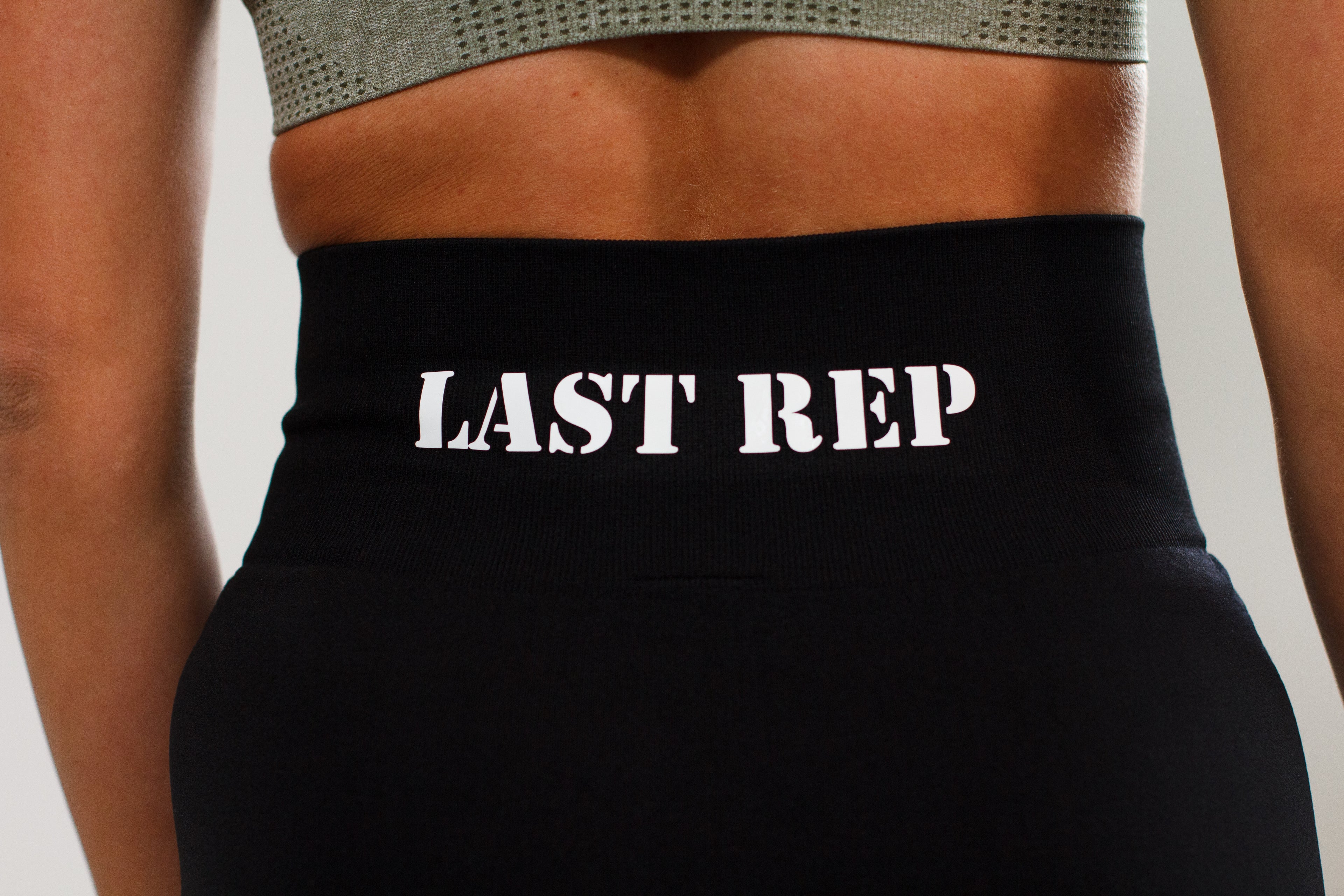 black Last Rep biker shorts close up