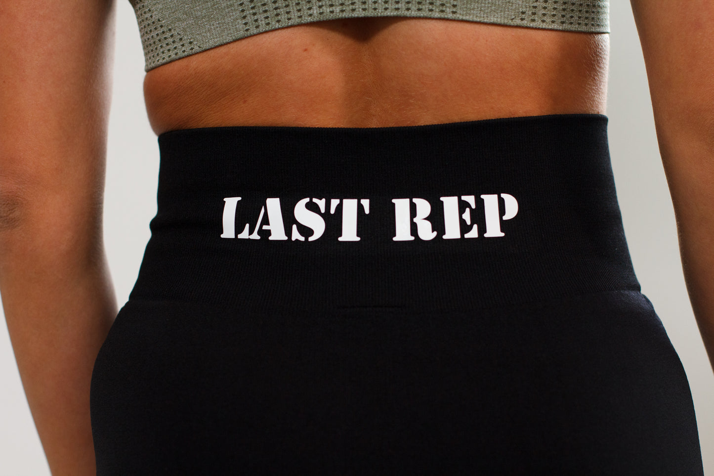 black Last Rep biker shorts close up