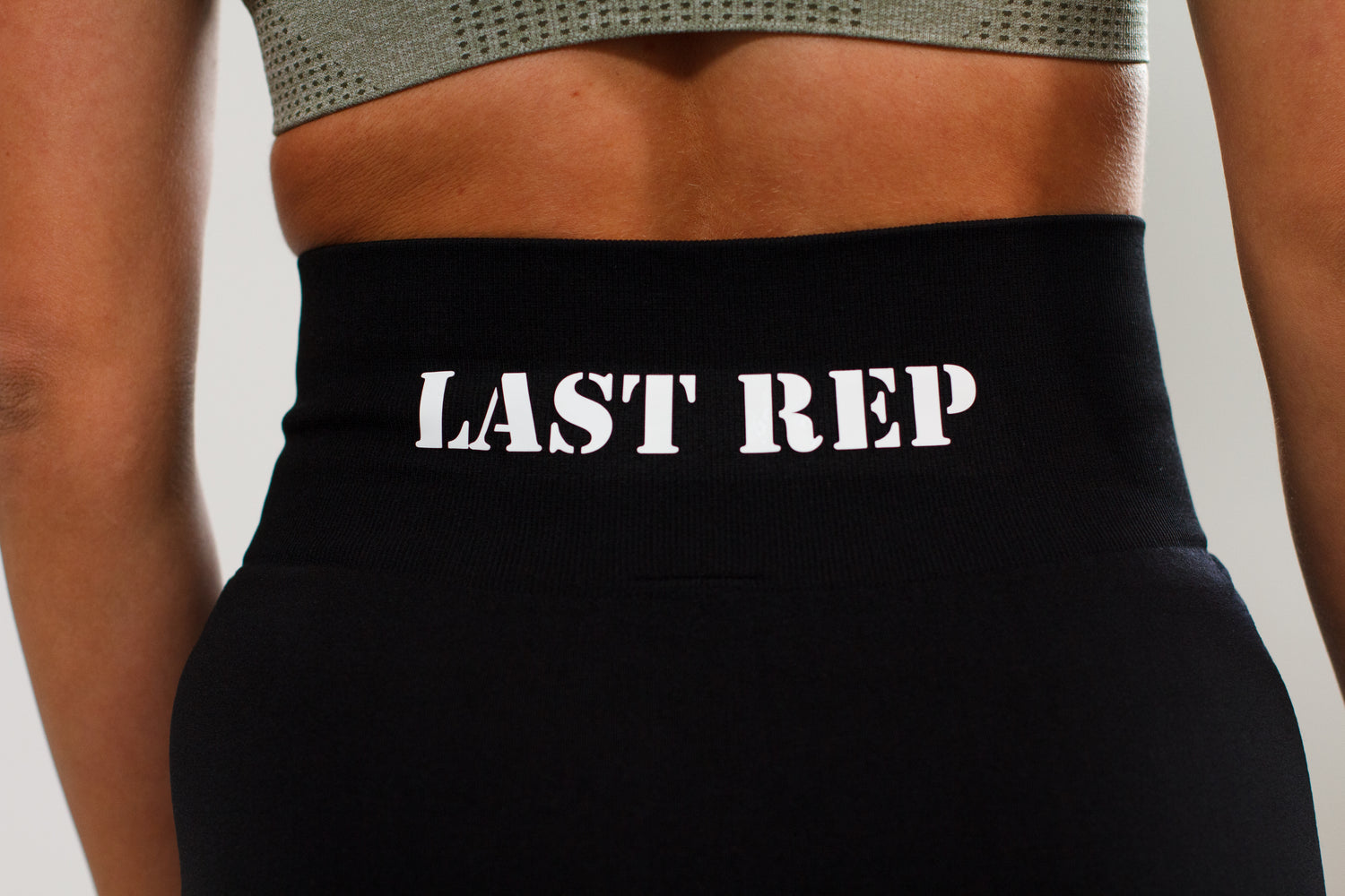 black Last Rep biker shorts close up