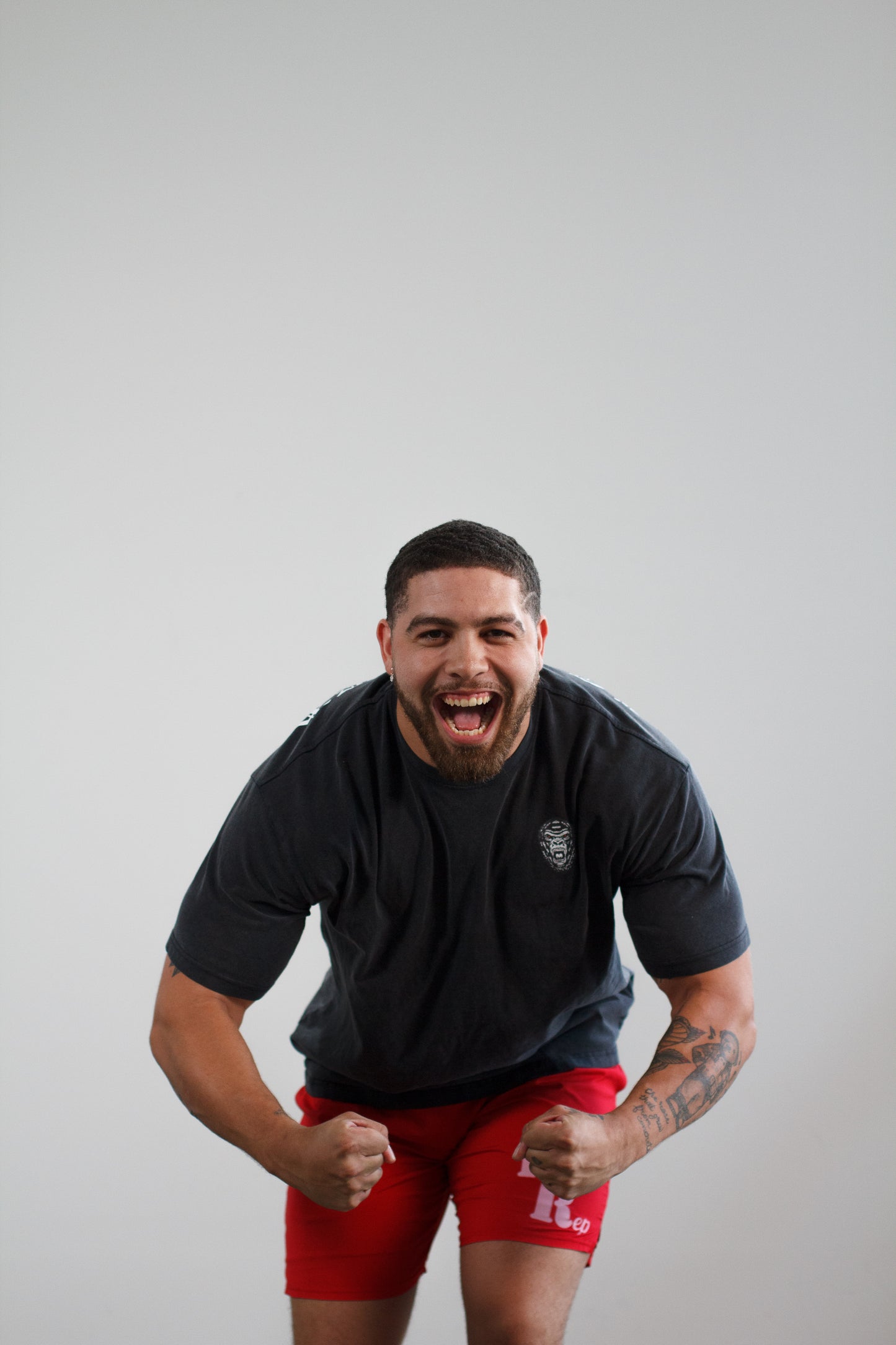 man hyped from workout wearing last rep gym clothes